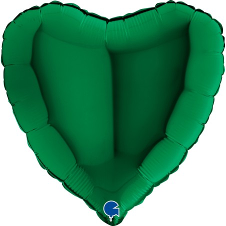Palloncino Cuore Verde Scuro Lucido 18"/46cm in Mylar