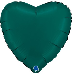 Palloncino Cuore Verde Smeraldo Satinato 18"/46cm in Mylar