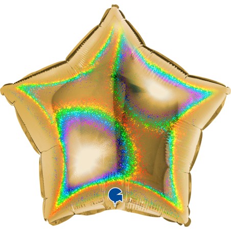 Palloncino Stella Oro Glitter Olografico 18"/46cm in Mylar