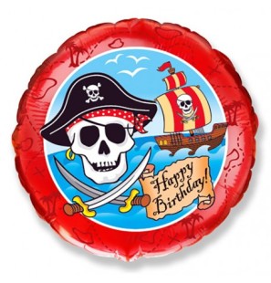 Palloncino Happy Birthday Pirati Tondo 18"/45 cm in Mylar