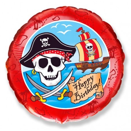 Palloncino Happy Birthday Pirati Tondo 18"/45 cm in Mylar