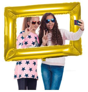 Palloncino Cornice Selfie Per Foto Oro 85cm x 60cm Palloncino Mylar