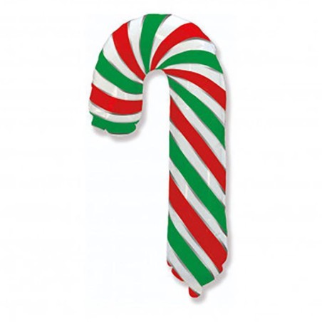 Palloncino Bastoncino di Zucchero Natale Candy Cane Verde, Rosso e Bianco 39"/99cm SuperShape in Mylar
