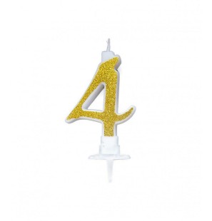 Candelina Oro Glitter 7cm Numero 4