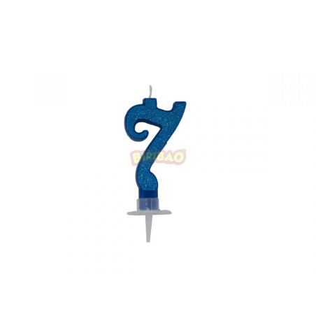 Candelina Blu Glitter 7cm Numero 7