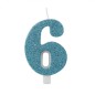 Candelina 9.5cm Tiffany Glitter Numero 6
