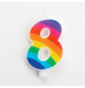 Candela 9,5 cm Scintillante Numero 8 Rainbow