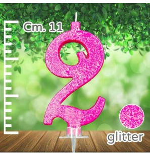 Candelina Fucsia Glitter 11cm Numero 2
