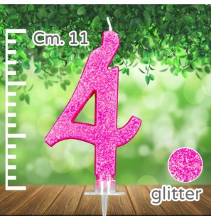 Candelina Fucsia Glitter 11cm Numero 4