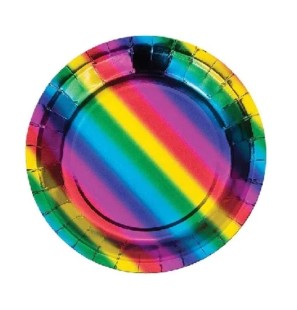 8 Piatti Rainbow Olografici 18cm