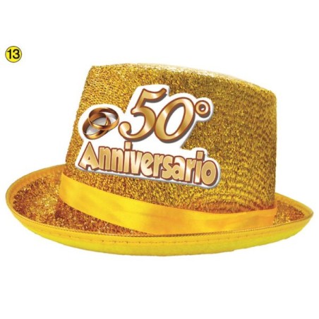 Cappello Glitter Oro con Applicazione Resinata 50° Annisversario
