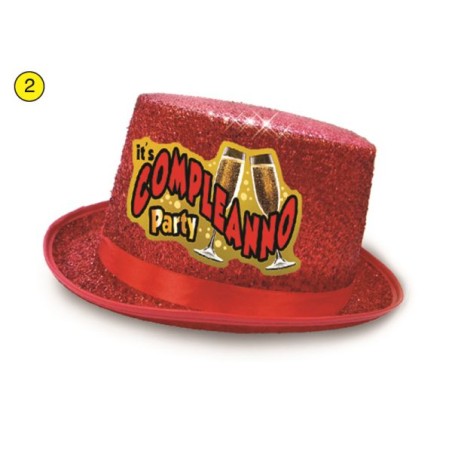 Cappello Glitter Rosso con Applicazione Resinata Compleanno