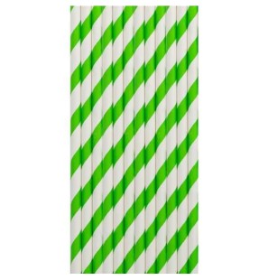 12 Cannucce di Carta Verde e Bianco 20cm Biodegradabile