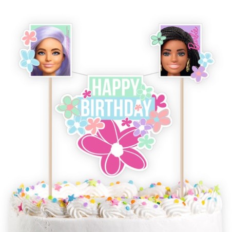 Topper per Torta Happy Birthday 26x15cm Barbie Sweet Life